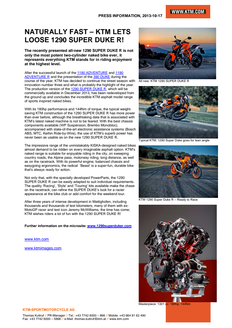 NATURALLY FAST – KTM LETS LOOSE 1290 SUPER DUKE R!