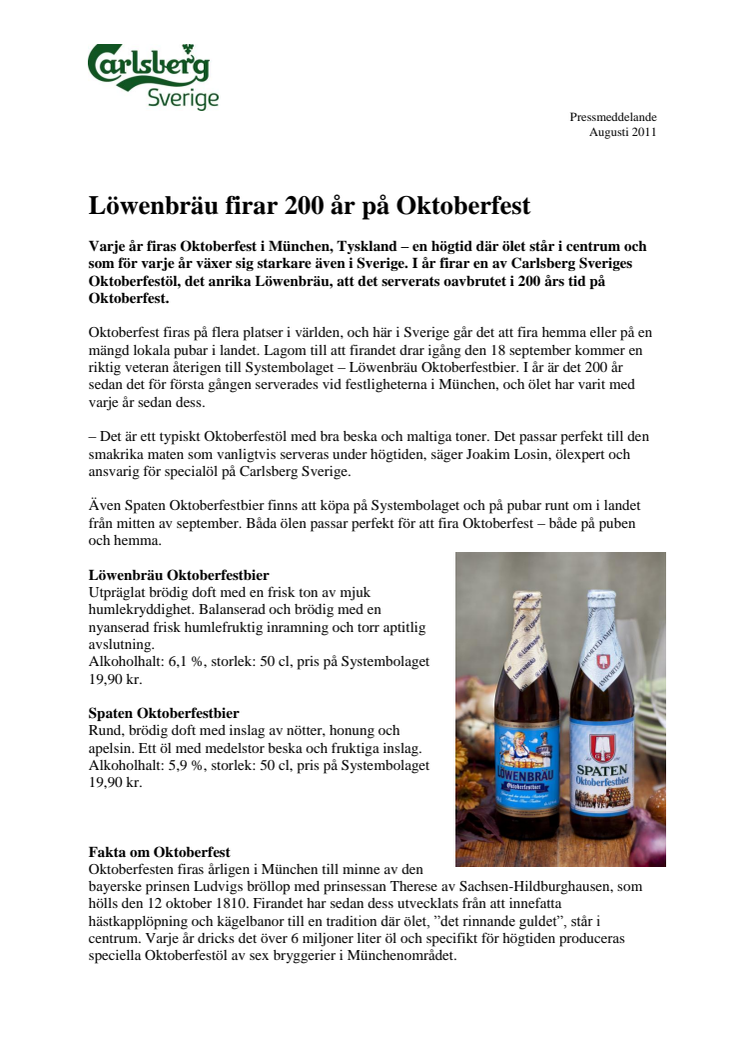 Löwenbräu firar 200 år på Oktoberfest