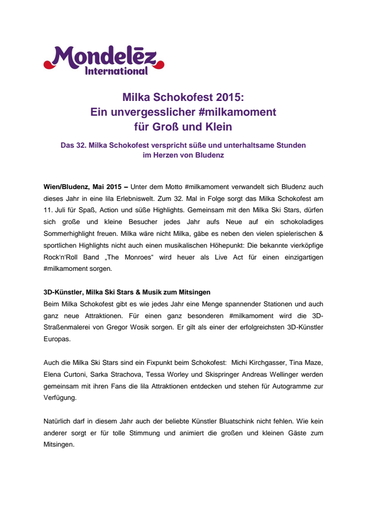 Milka Schokofest 2015: Ein unvergesslicher #milkamoment für Groß und Klein
