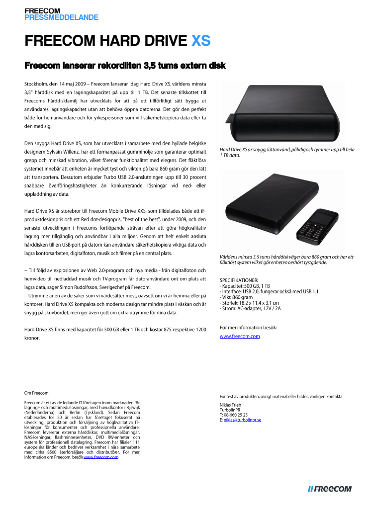 Freecom Hard Drive XS - rekordliten 3,5 tums extern hårddisk