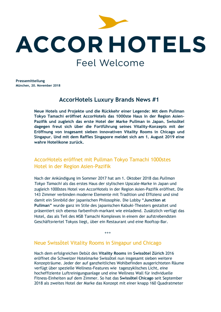 AccorHotels Luxury Brands News #1
