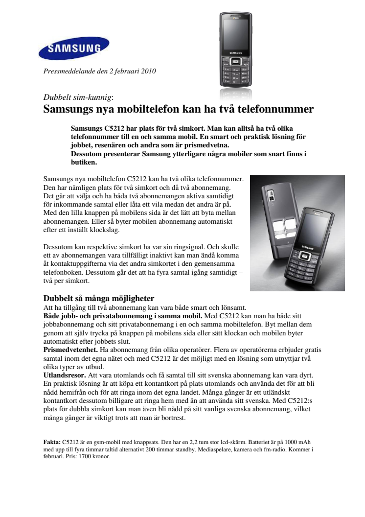 Dubbelt sim-kunnig: Samsungs nya mobiltelefon kan ha två telefonnummer 