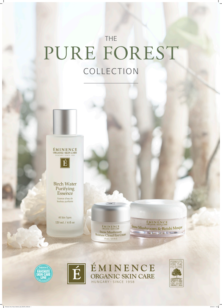 Éminence Organics Pure Forest Collection 2019 A4 Skylt