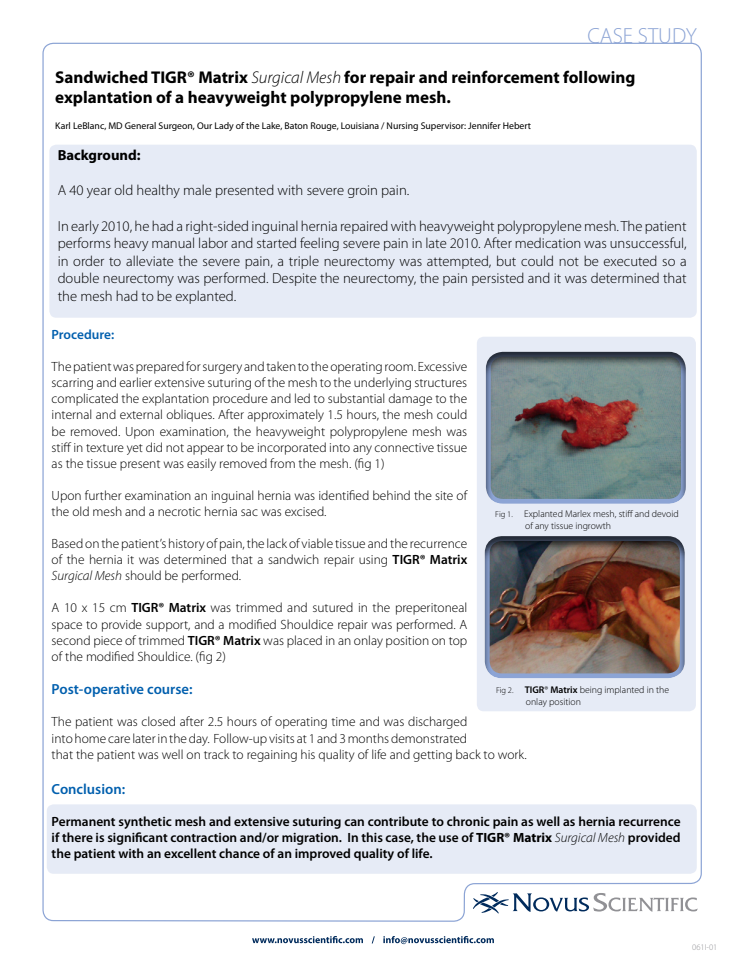 New Case Study - From Dr Karl LeBlanc, MD, FACS