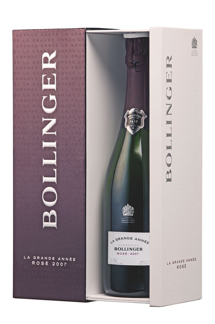 Öppen giftbox Bollinger La Grande Année Rosé Brut 2007