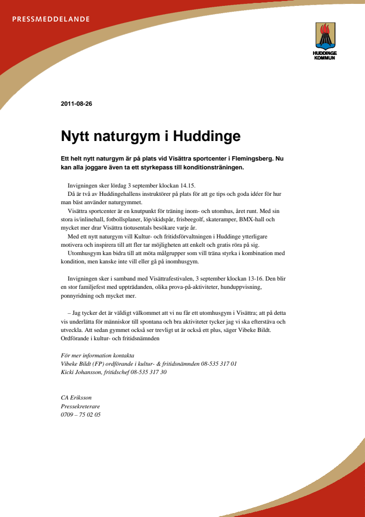 Nytt naturgym i Huddinge