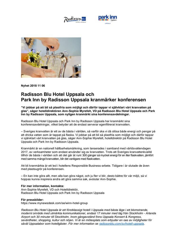 Radisson Blu Hotel Uppsala och Park Inn by Radisson Uppsala kranmärker konferensen