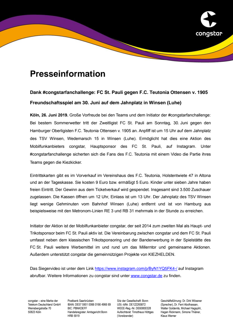Dank #congstarfanchallenge: FC St. Pauli gegen F.C. Teutonia Ottensen v. 1905
