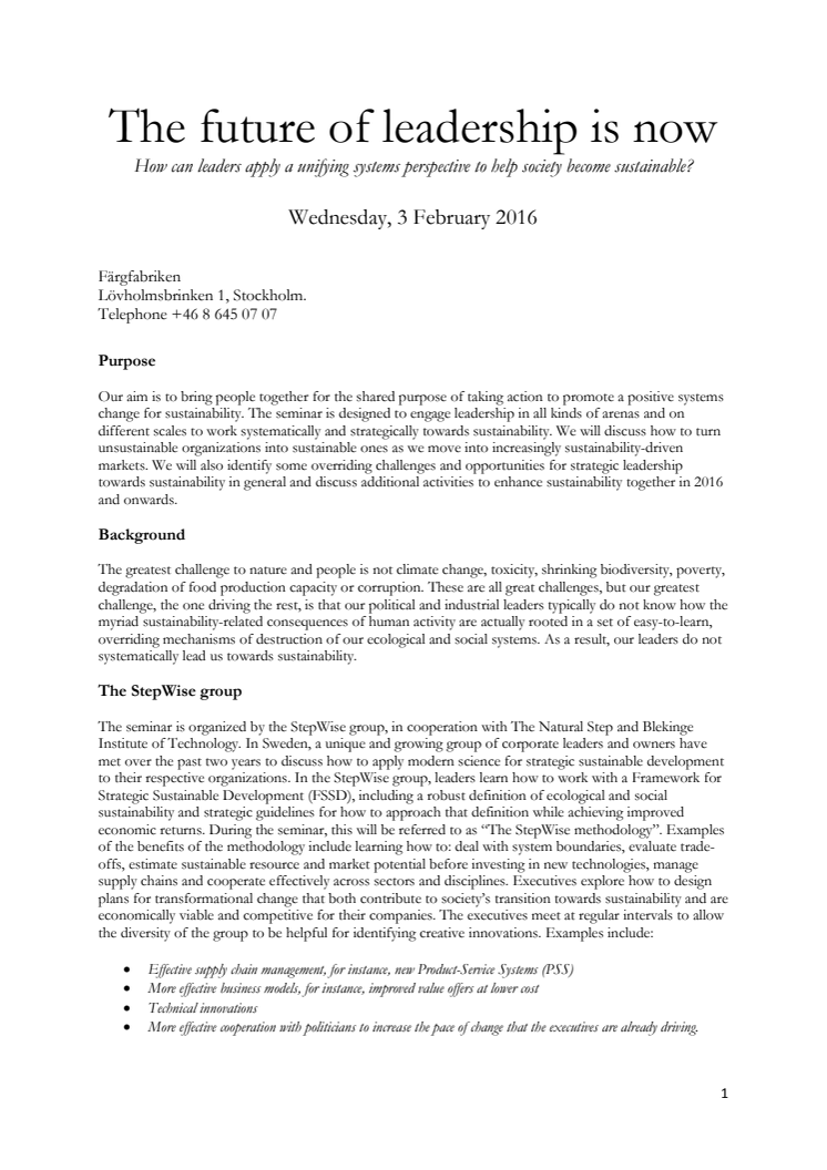 Agenda 3 February 2016 - The Future of leadership is now