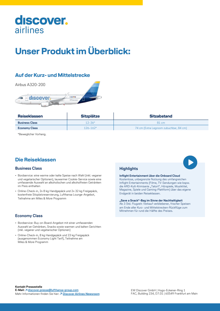 Unser Produkt auf der Kurz- und Mittelstrecke im Überblick