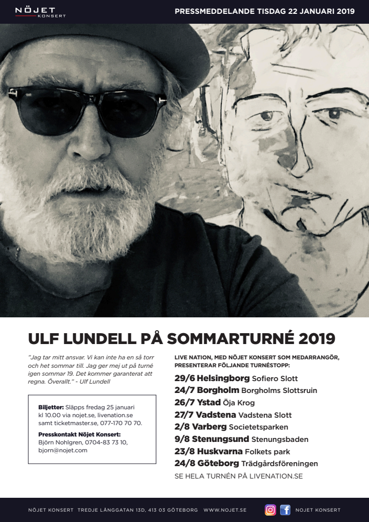 Ulf Lundell till Stenungsbaden i sommar