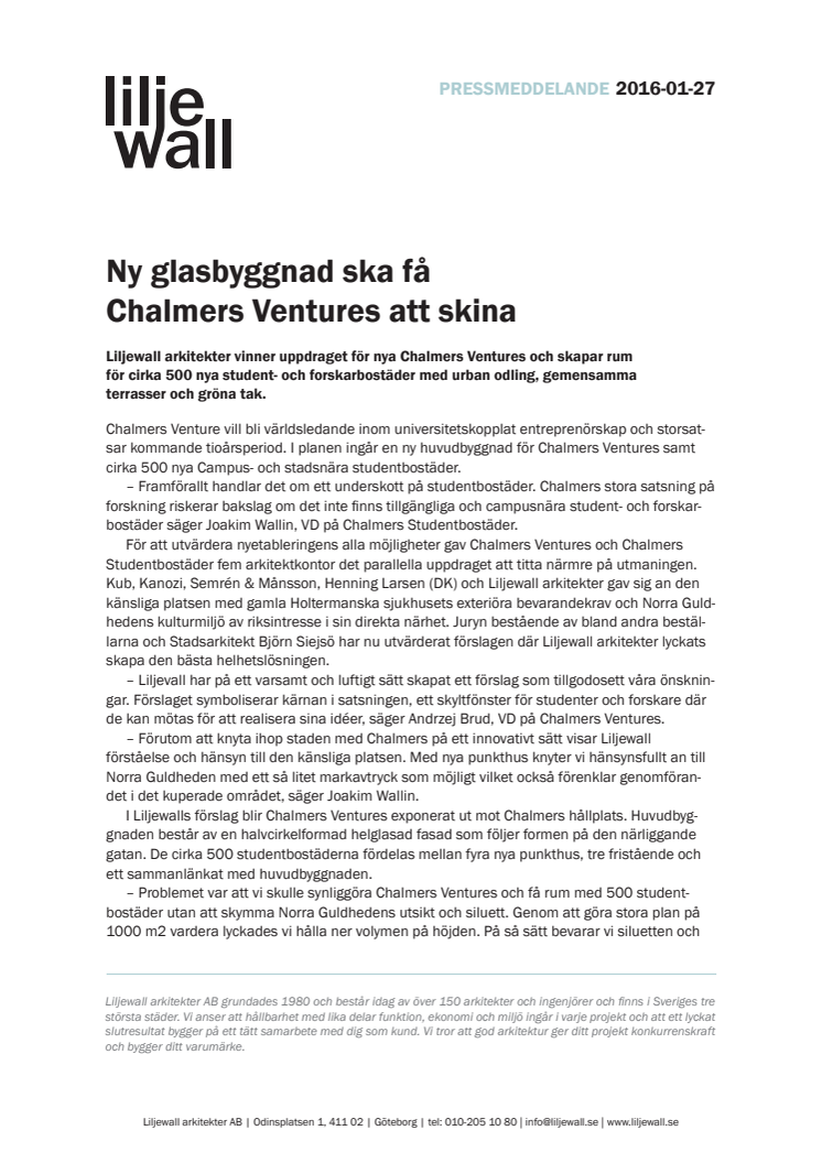 Ny glasbyggnad ska få Chalmers Ventures att skina