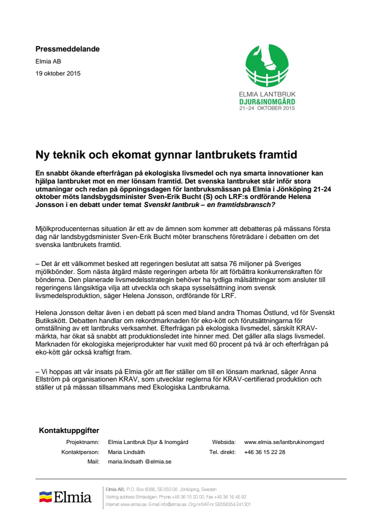 Ny teknik och ekomat gynnar lantbrukets framtid