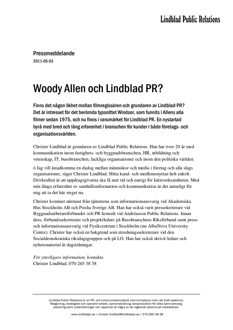 Woody Allen och Lindblad PR?