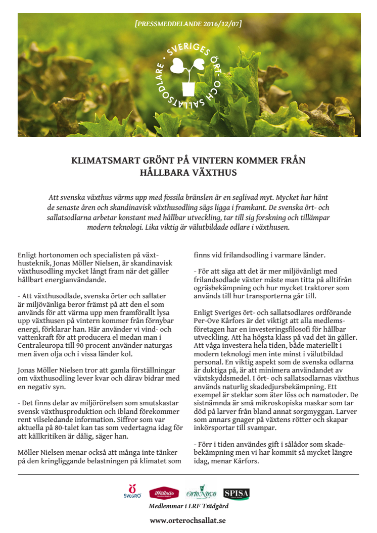 ​Klimatsmart grönt på vintern kommer från hållbara växthus