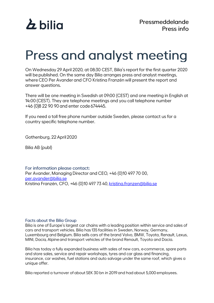 Press and analyst meeting