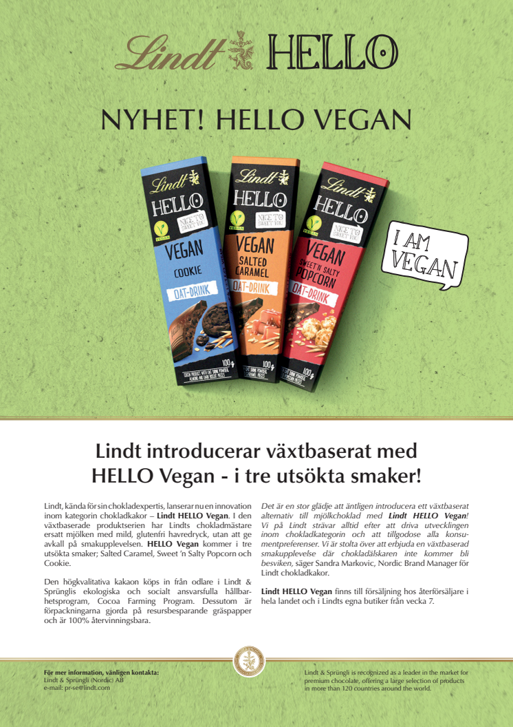 NYHET! Lindt HELLO Vegan