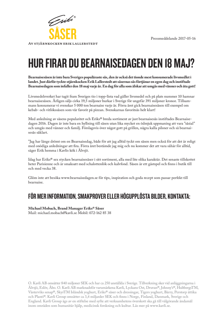 Hur firar du Bearnaisedagen den 18 maj?