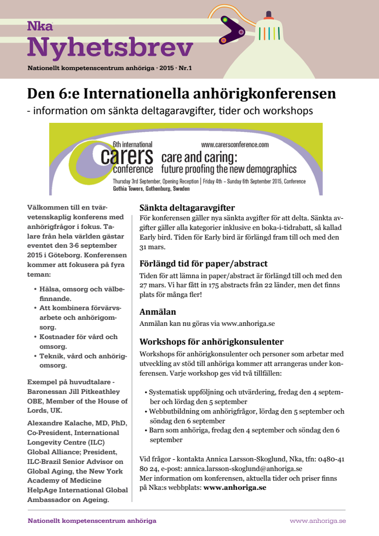 Nka:s nyhetsbrev nr 1 2015