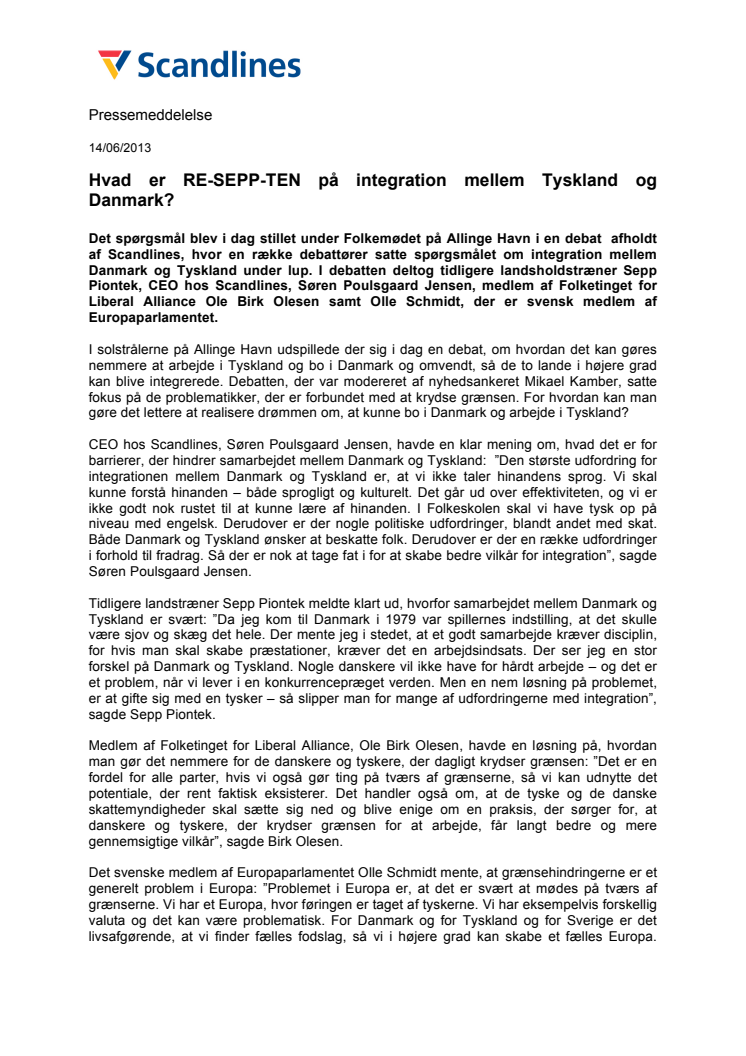 Hvad er RE-SEPP-TEN på integration mellem Tyskland og Danmark?