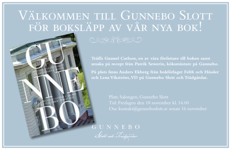 Ny bok om Gunnebo Slott och Trädgårdar kommer i november