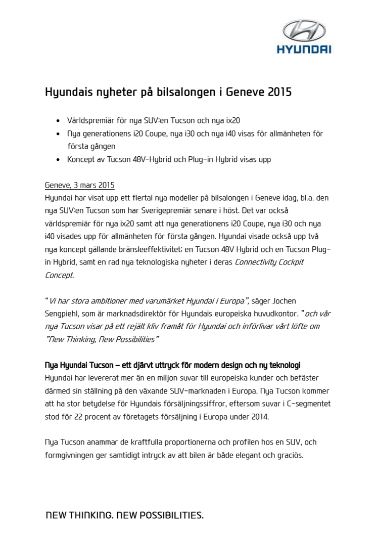 Hyundais nyheter på bilsalongen i Geneve 2015  