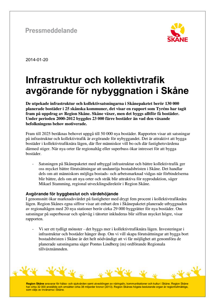 Infrastruktur och kollektivtrafik avgörande för nybyggnation i Skåne - rapport