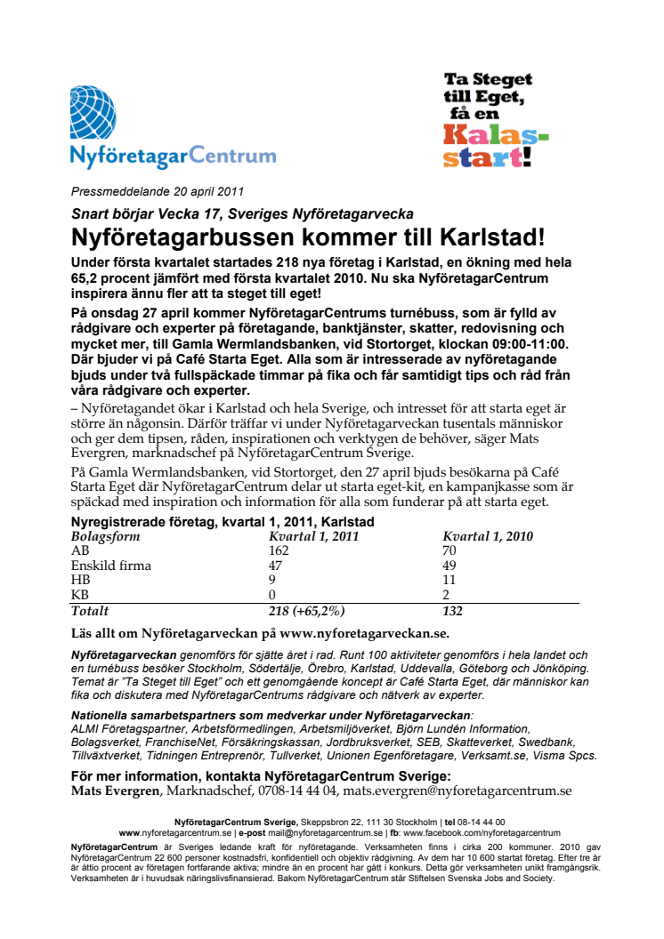 Snart börjar Sveriges Nyföretagarvecka: Nyföretagarbussen kommer till Karlstad!