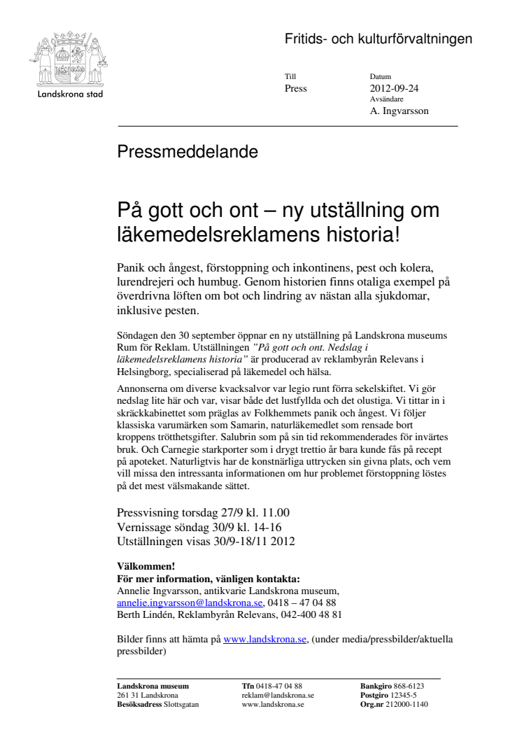 På gott och ont – ny utställning om läkemedelsreklamens historia!