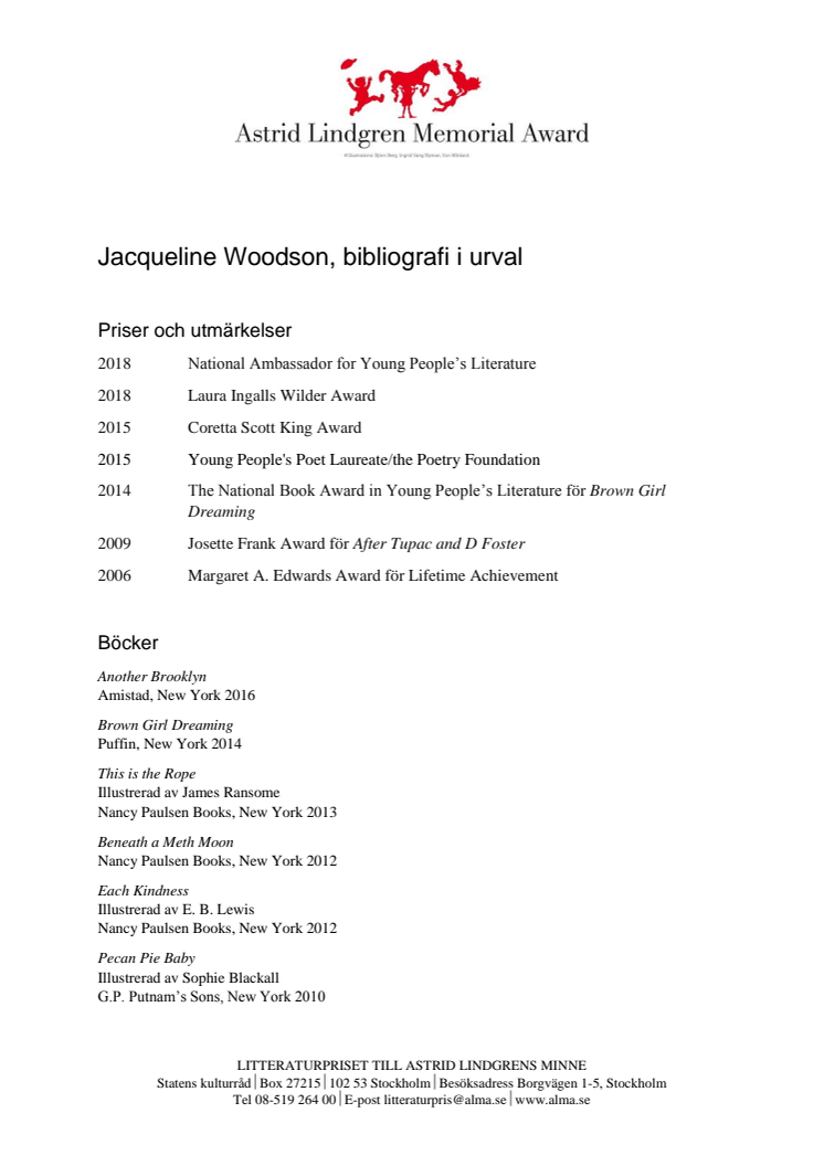 Bibliografi Jacqueline Woodson
