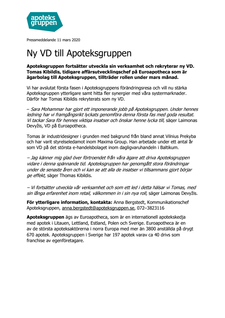 Ny vd till Apoteksgruppen