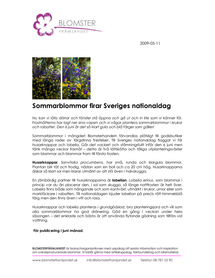 Sommarblommor firar Sveriges nationaldag