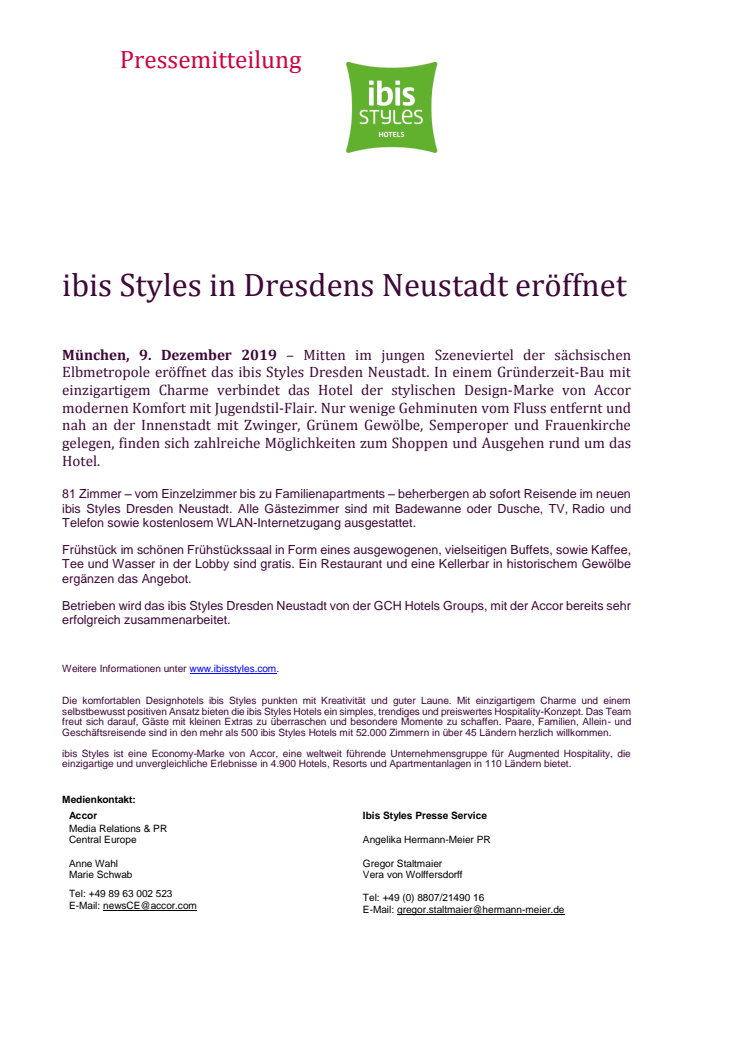 ibis Styles in Dresdens Neustadt eröffnet