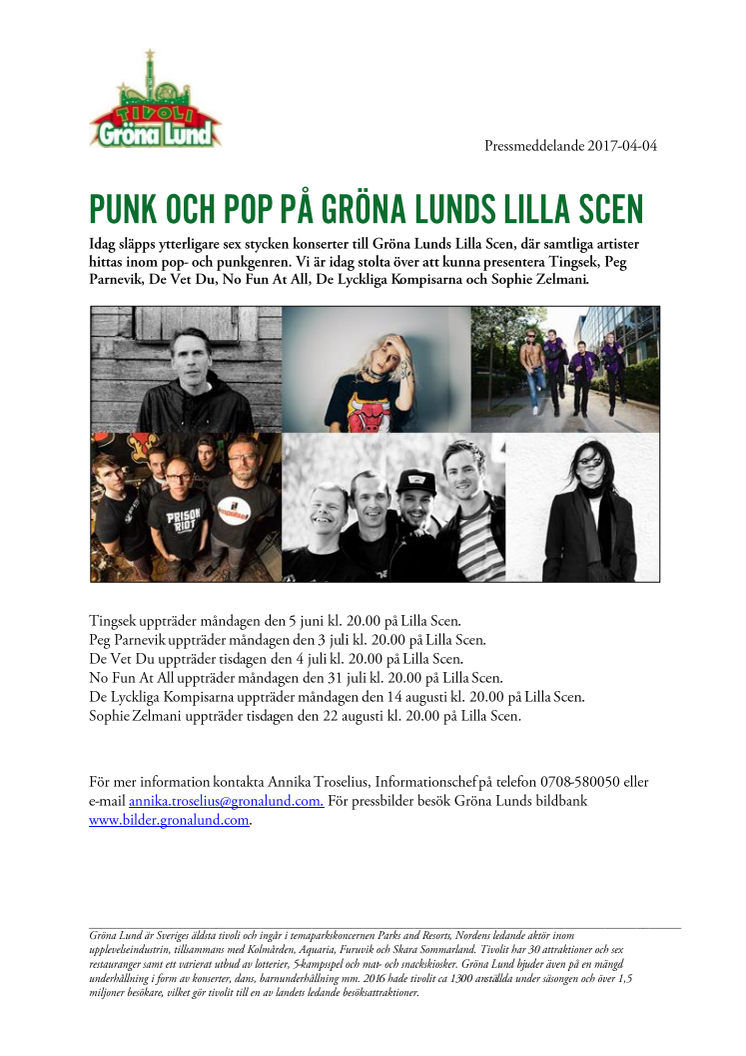 Punk och pop på Gröna Lunds Lilla Scen