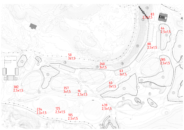 Antal kistgravplatser i stadens bygglovsritning för etapp 1, räknade av Låt Parken Leva