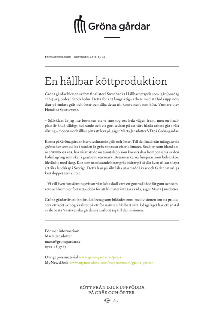 En hållbar köttproduktion