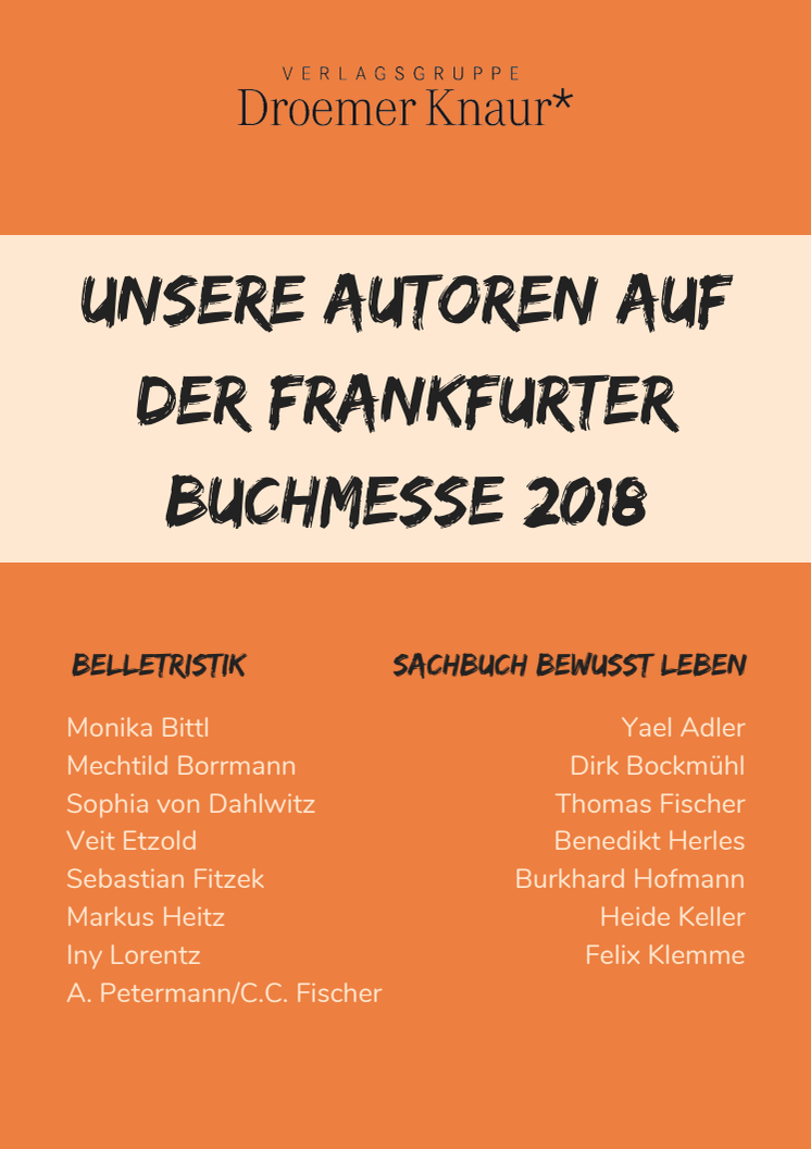 Unsere Autoren auf der Frankfurter Buchmesse 2018