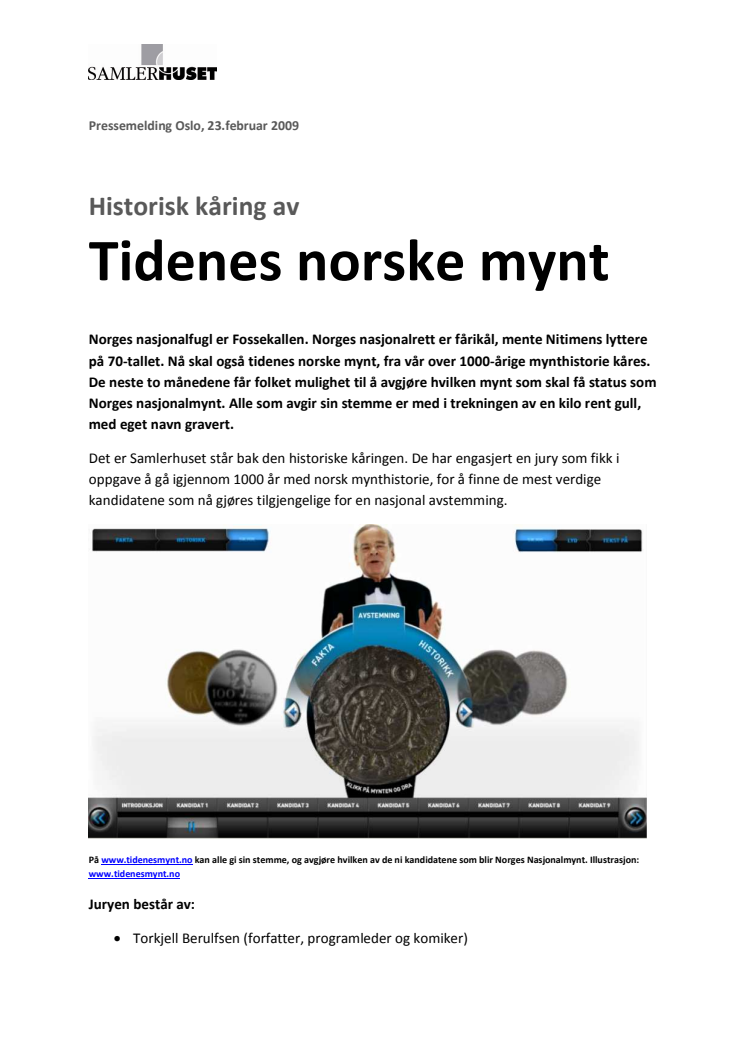 Historisk kåring av Tidenes norske mynt