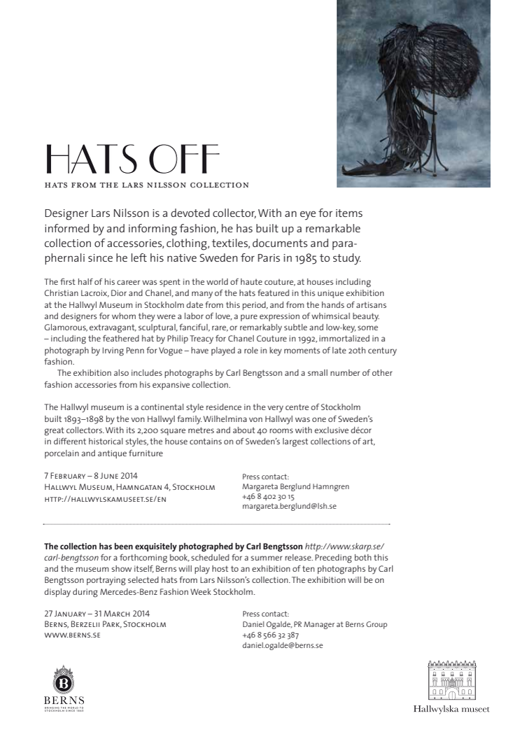 Hatten av!  Hattar ur designern Lars Nilssons samling …