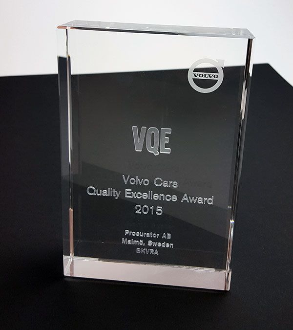Volvo Cars Quality Excellence Award 2015 tilldelat Procurator AB