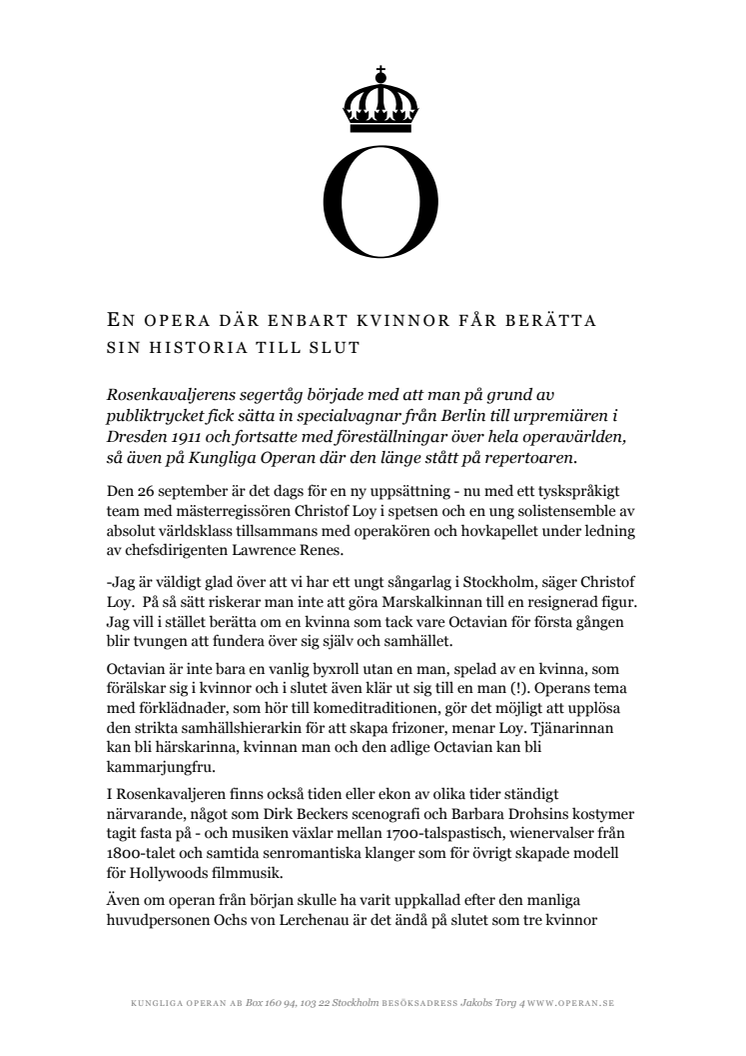 Rosenkavaljeren - en opera där enbart kvinnor får berätta sin historia till slut