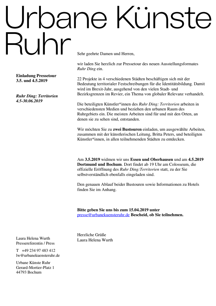 Einladung Presstour Ruhr Ding