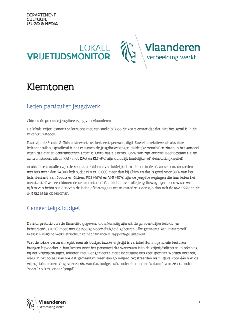 Klemtonen Vrijetijdsmonitor