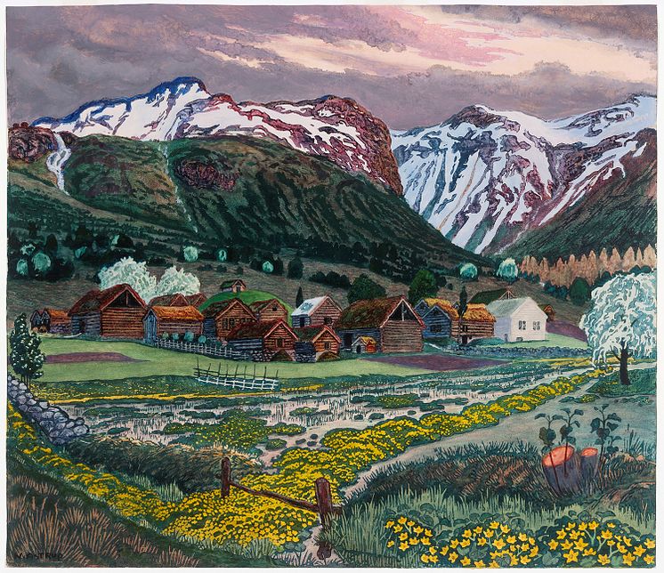 Nikolai Astrup, Kabbelekenatt, c. 1915. Färgträsnitt, 40.8 × 47.1 cm. KODE Kunstmuseer og komponisthjem, Bergen och Sparebankstiftelsen DNB, Oslo. 