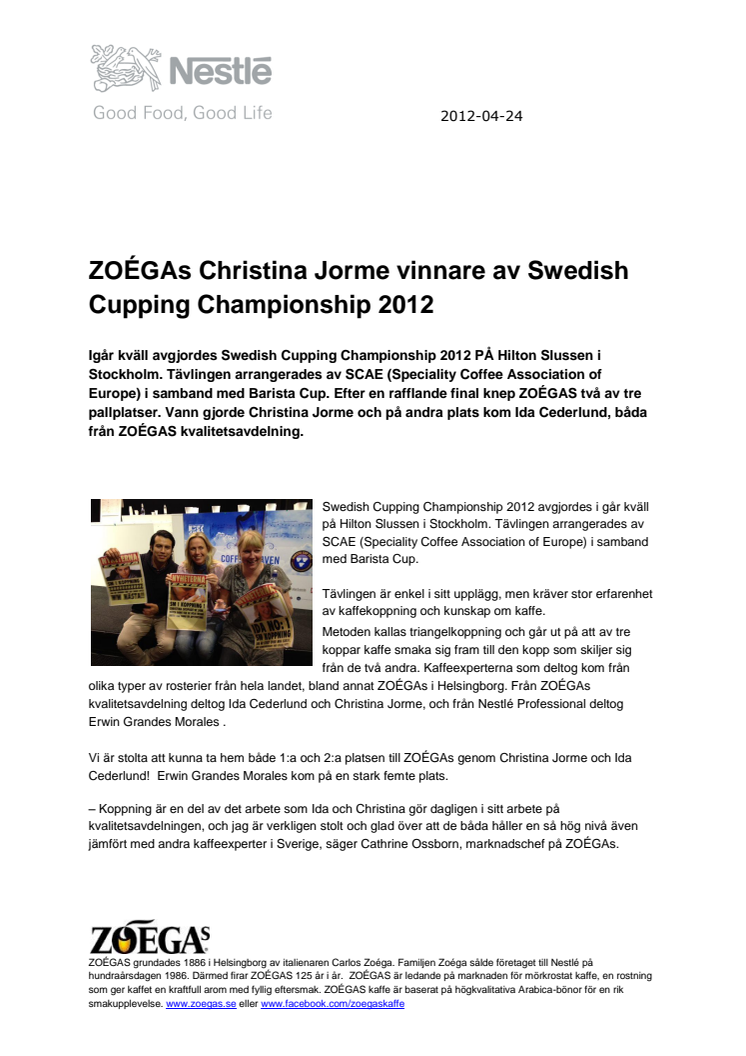 ZOÉGAs Christina Jorme vinnare av Swedish Cupping Championship 2012 