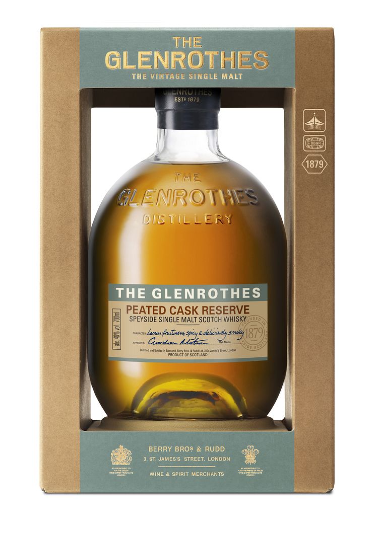 The Glenrothes Peated Cask Reserve packshot with frame