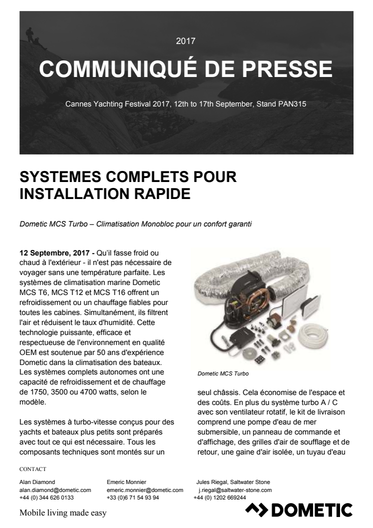 Dometic - Cannes: Systemes Complets Pour Installation Rapide