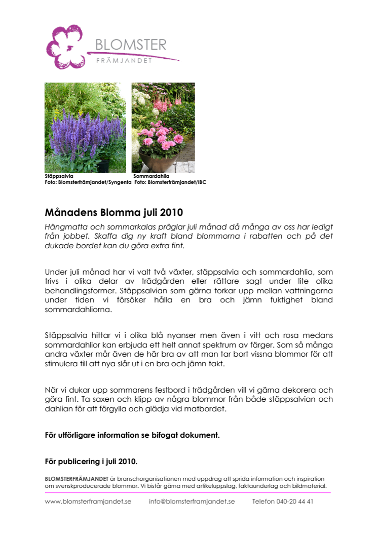 Månadens Blomma juli 2010