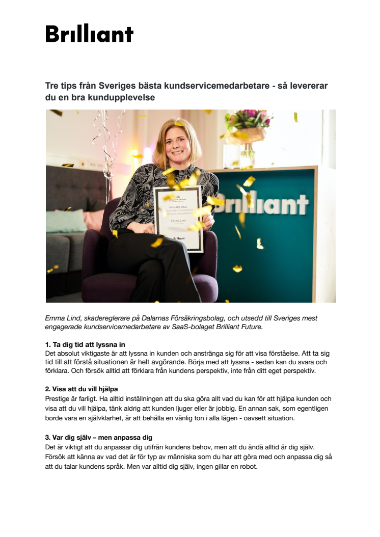 Brilliant Future pressunderlag - tre tips från sveriges mest engagerade kundservicemedarbetare.docx.pdf