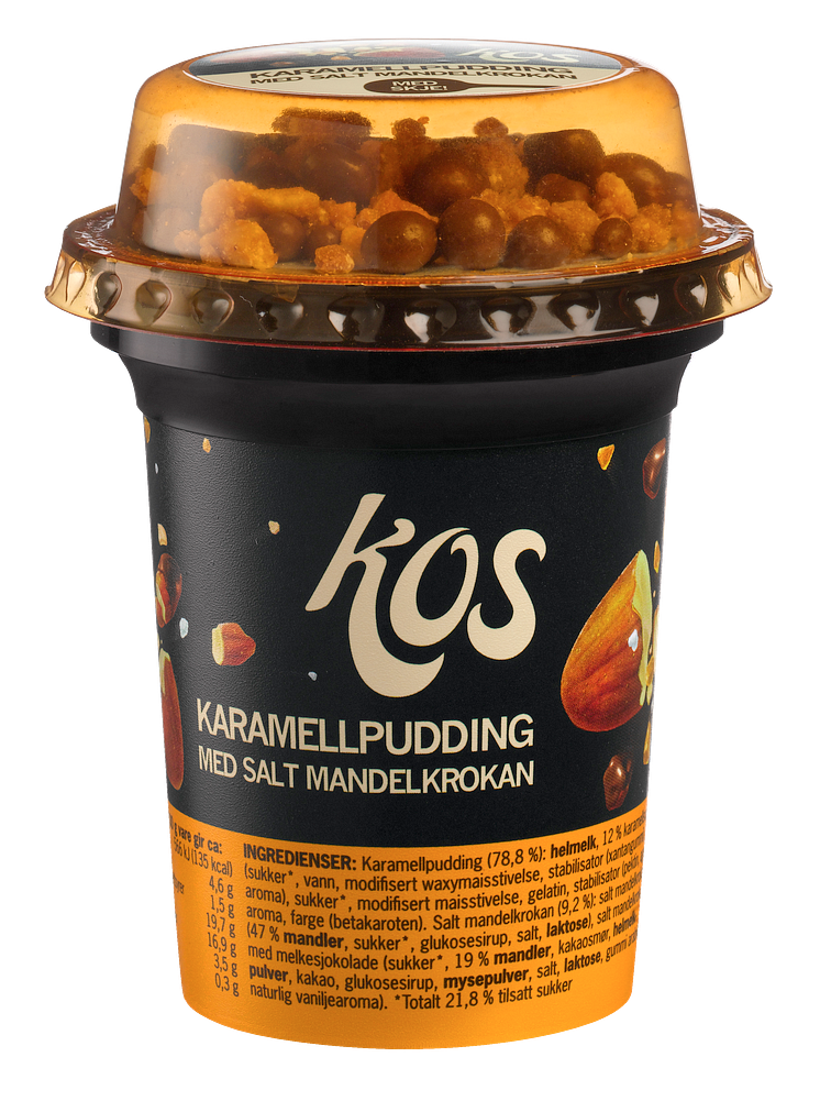 Kos karamellpudding med salt mandelkrokan